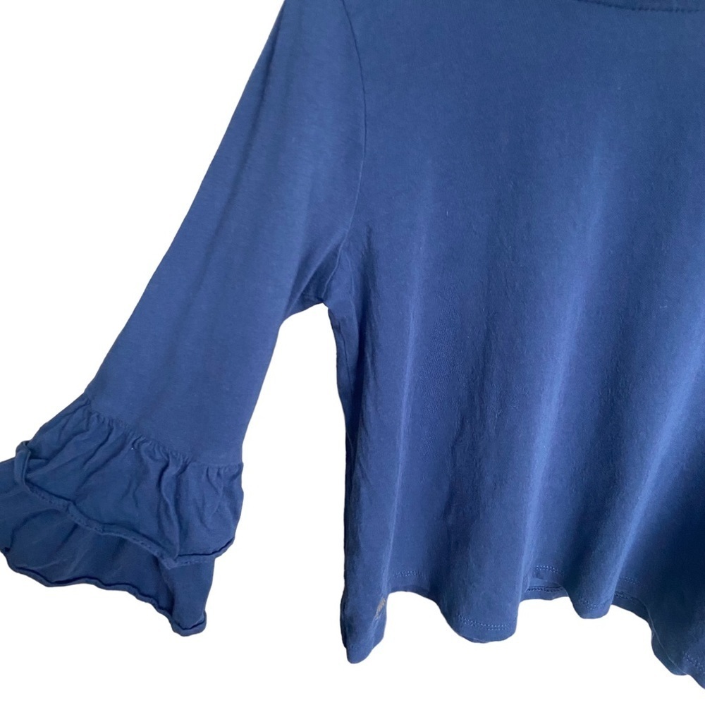 Lilly Pulitzer Navy Blue Ruffle Sleeve Top - Size Medium (6/7) - Picture 3 of 5